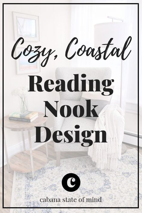 I turned this corner of our beach bungalow into a cozy reading nook inspired by coastal design Coastal Cozy, Reading Nook Chair, Beach Bungalow, Coastal Living Rooms, Coastal Design, Cozy Reading Nook, Reading Corner, Cozy Reading, A Cup Of Coffee