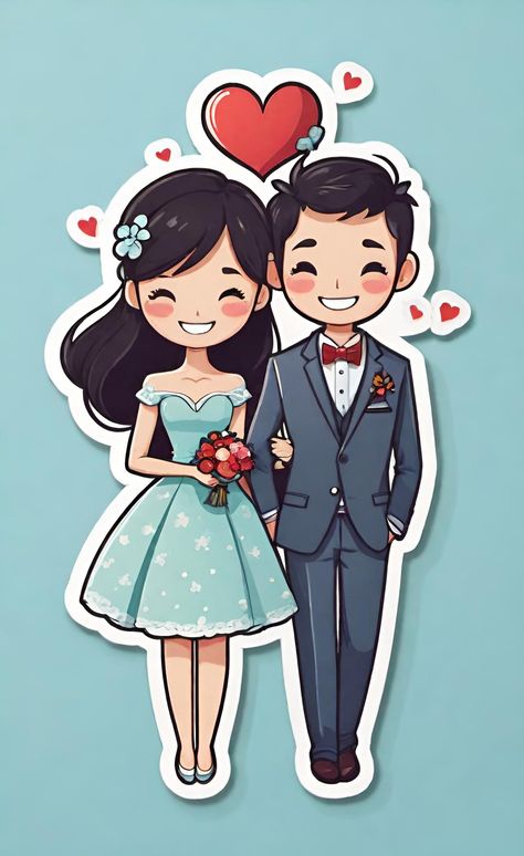 Love sticker Cute Couple Stickers Aesthetic, Romantic Stickers Printable, Cute Couple Cartoon Stickers, Love Stickers Printable, Cute Love Couple Romantic, Bride And Groom Stickers, Love Stickers Couple, Floral Backround, Couple Stickers