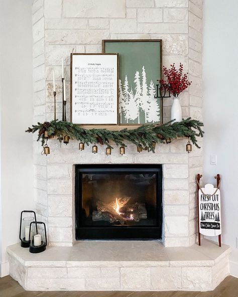 Christmas Mantle Mirror Wreath, Christmas Sign Above Fireplace, Fireplace Mantle With Sign, Simple Declrations Christmas Mantel Eith Tv, Simple Christmas Mantle Pottery Barn, Fresh Cut Christmas Trees, Christmas Mantle Decor, Christmas Mantel Decorations, O Holy Night