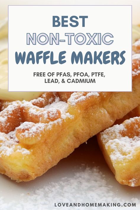 Ready to take your health-conscious cooking to another level? Find out the best non-toxic waffle makers, free of dangerous chemicals like PFAS, PFOA, PTFE, and even lead, and cadmium in ceramic coatings. Make your breakfast time healthier, tastier, and safer for you and your family! Best Waffle Maker, Waffle Irons, Fluffy Waffles, Belgian Waffle Maker, Toxic Foods, Belgian Waffles, Health Conscious, Waffle Iron, Waffle Maker