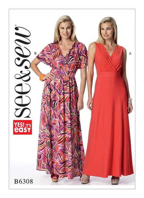 Purchase Butterick 6308 Misses' Surplice Maxi Dresses and read its pattern reviews. Find other  sewing patterns.