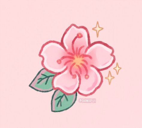 Sweet Sakura Flower! 🌸 | Dani Pui | danipui.carrd.co | Redbubble Artist, Dani Pui | Pretty Flower Drawing, Cherry Blossom Drawing, Cute Flower Drawing, Sakura Art, Flower Symbol, Flower Icons, Sakura Flower, Cute Doodles Drawings, Cute Kawaii Drawings