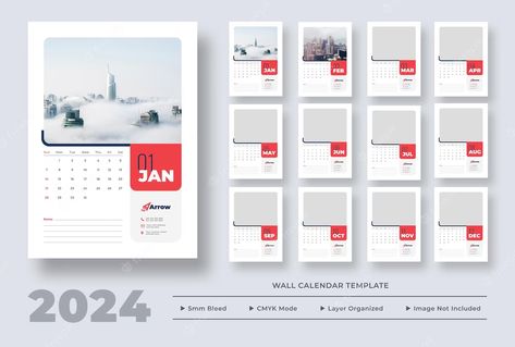 Premium PSD | 2024 wall calendar template wall calendar planner Calender 2024 Designs, Graphic Design Calendar, Calendar Design Layout, Wall Calender, Poster Calendar, Wall Calendar Design, Design Humor, Calendar Design Template, 달력 디자인