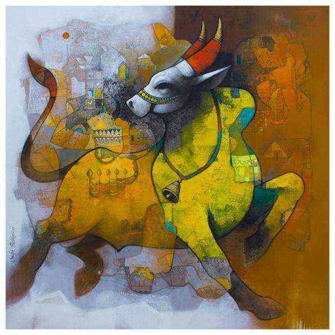 5 Vastu Paintings That Exude Positivity 3 Nandi Painting, Vastu Painting, Vastu Paintings For Home Entrance, Abstract Paintings On Canvas, Modern Contemporary Art, Madhubani Paintings, Vastu Paintings For Home, Abstract Painting Ideas On Canvas, Nandi Painting Canvas