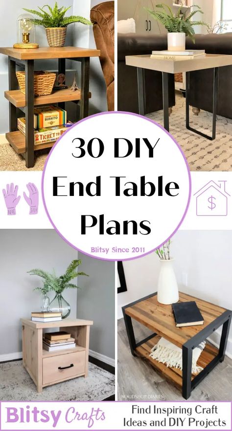 Diy End Table Ideas, Wood Side Table Diy, End Table Ideas, Side Table Decor Living Room, Side Table Ideas, Diy End Table, Pallet End Tables, End Table Plans, Classic Side Table