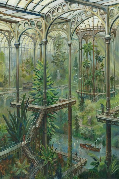 "Passion Amongst the Palms" - Phil Lockwood Phil Lockwood, Garden Goals, The Palms, Playlist Covers, Fantasy City, Fantasy Places, Fantasy Art Landscapes, Fantasy Concept Art, Art And Illustration