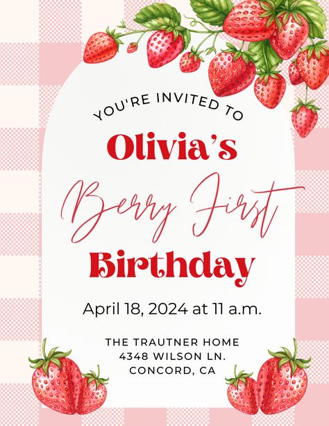 Baby First Birthday Themes, Strawberry Theme, Berry First Birthday, First Birthday Themes, Party Girl, Baby First Birthday, 1st Bday, Party Girls