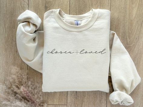 Chosen and Loved Sweatshirt, Gospel Tshirt, Simple Christian Crewneck, Bible Verse Religious Sweater Shirt, Faith Based Jesus Love Gift by MapleHomeDesigns on Etsy Basketball Mom Shirts, Roller Girl, Baseball Mom Shirts, Nicu Nurse, Custom Basketball, Basketball Mom, Mama Shirts, Mama Sweatshirt, Mom Sweatshirt