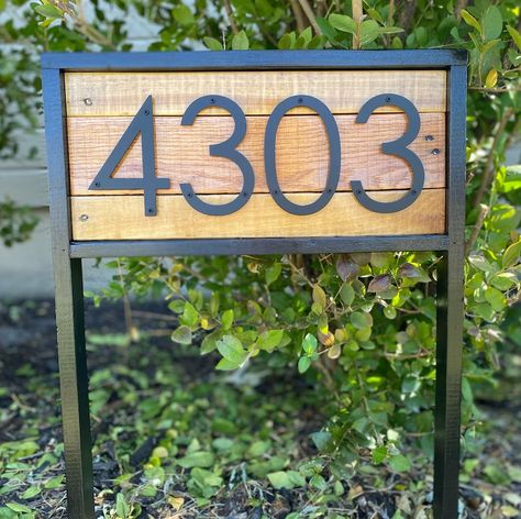 House Number Stake for Yard Reclaimed Wood House Number Sign | Etsy Curb Appeal Address Sign, House Numbers In Yard, House Numbers On Wood Plank, Outdoor House Number Signs, House Number Ideas Farmhouse, House Number Sign For Yard Driveways, House Number Ideas For Yard, Address Sign Ideas Driveway, Wood House Number Sign