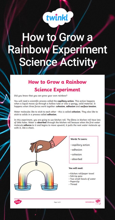 Grow A Rainbow Experiment, Grow A Rainbow, March Stem, Water Science Experiments, Rainbow Experiment, Experiment Science, Nature Camp, Pride Party, March Themes