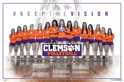 Clemson Volleyball 2016 Volleyball Posters, Clemson University, Sports Flyer, Sports Graphics, Clemson Tigers, Volleyball, The Live, Breaking News, Entertainment