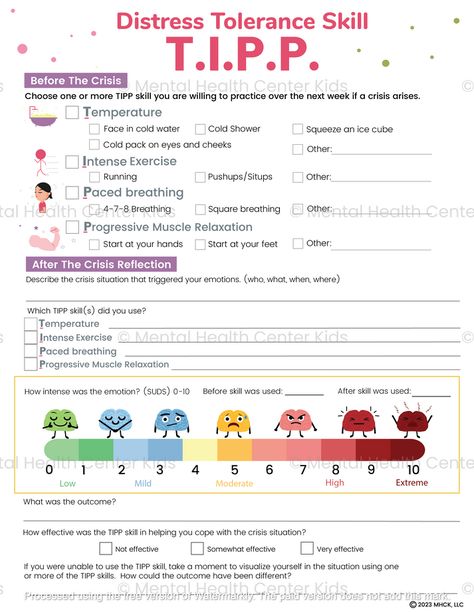 DBT TIPP Skills Worksheet – Mental Health Center Kids Tip Skills Dbt, Dbt Activities For Adults, Dbt Games, Dbt Exercises, Dbt Skills Emotional Regulation, Dbt Skills Worksheets Free Printable, Dbt Worksheet, Dbt Skills Worksheets, Dbt Activities