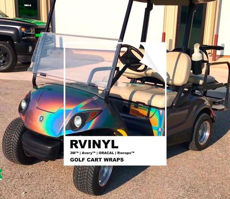 Cool Golf Cart Paint Jobs, Golf Cart Remodel Diy, Funny Golf Cart Decals, Golf Cart Wraps Graphics, Tricked Out Golf Carts, Golf Cart Stickers, Paint Golf Cart, Golf Cart Makeover Diy, Painting Golf Cart Diy