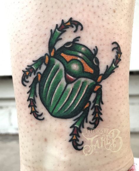 Traditional Bug Tattoo Old School, American Traditional Beetle Tattoo, American Traditional Beetle, Traditional Beetle Tattoo, Under Skin Tattoo, Scarab Beetle Tattoo, American Style Tattoo, Fake Skin Tattoo, Moodboard Pics