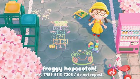 vath 🍏🐛 on Twitter: "froggy hopscotch designs! a little addition to my frog chalk collection 🐸🖍  🌸 MA-7489-5116-7308… " Acnh Hopscotch, Kidcore Island, Pastel Kidcore, Motif Acnl, Animal Crossing 3ds, Chalk Design, Animal Crossing Qr Codes Clothes, Qr Codes Animal Crossing, Animal Crossing Villagers