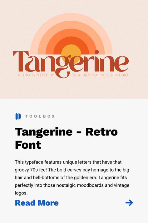 This typeface features unique letters that have that groovy 70s fee! The bold curves pay homage to the big hair and bell-bottoms of the golden era. Tangerine fits perfectly into those nostalgic moodboards and vintage logos. 1970 Typography, 70s Typeface, 70s Logo Design, Apothecary Branding, Fonts Groovy, Mobile Bookstore, Bookstore Business, Groovy Logo, 70s Typography