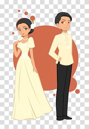 Filipino Clipart, Barong Wedding, Princess Dress Drawing, Bride And Groom Illustration, Filipino Wedding Traditions, Wedding Dress Invitations, Groom Illustration, Marriage Cartoon, Filipiniana Wedding Dress