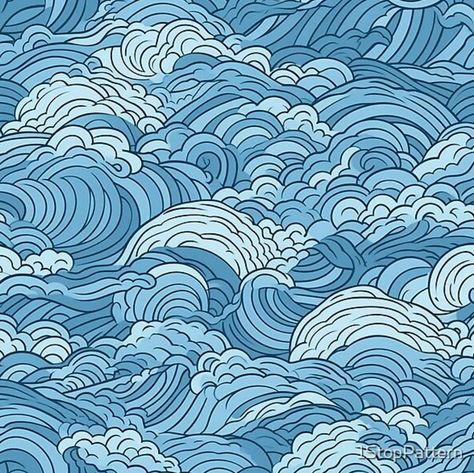 Waves inspired by the tradition japanese style Light Blue Japanese Aesthetic, Waves Cartoon, Tattoo Japanese Style, Blue Drawings, Waves Icon, Japanese Wave, Wave Illustration, Japan Traditional, Japanese Water