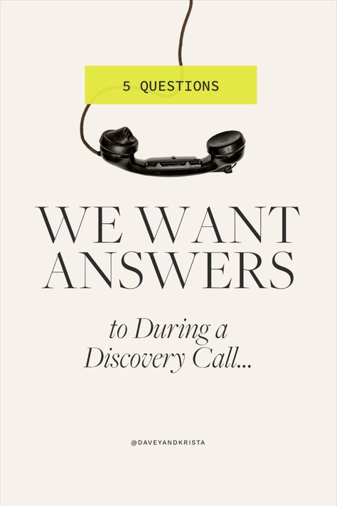 Grab a pen! 
Hunt down that random receipt in your bag! (you know the one) 
And write these down! 

(...or simply bookmark this post for later)
Here are our 5 must-ask questions for Client Discovery Calls. These questions are a core part of our process--helping us discover if we fit the client and visa versa. 

Check out our latest post to learn more about our discovery call process and get tips for creating your own. Wedding Photography Business, Receipt Template, Creative Business Owner, Discovery Call, The Client, Small Business Marketing, Creative Business, Marketing Tips, To Create