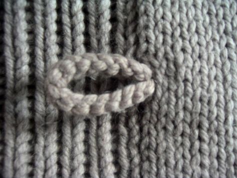 loop points away from coat opening, secured in the tightly knit band. Loop then folds back toward opening to catch over toggle. Knitting Buttonholes, Hat Ponytail, Knitting Hacks, Knitting Help, Knitting Basics, Mode Crochet, Saving Grace, Knitting Instructions, Crochet Buttons