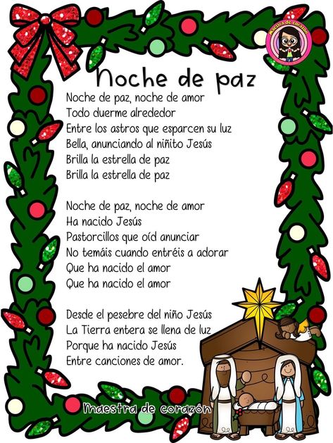 Spanish Christmas Songs, Christmas Lyrics, Spanish Christmas, Cake Decorating Piping, Faith Formation, Christian Devotions, Christmas Songs, Navidad Christmas, Christmas Door Decorations