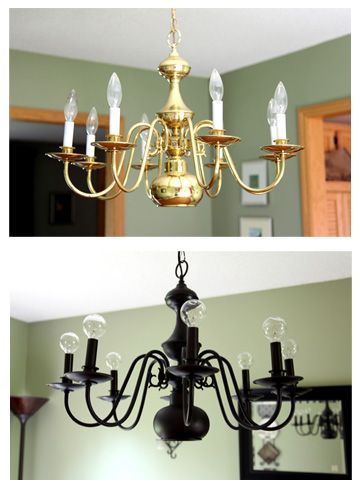 Painted chandelier ! Spray Painted! Chandelier Spray, Spray Painted Chandelier, Chandelier Redo, Brass Lights, Painted Chandelier, Chandelier Makeover, Diy Dining Room, Diy Budget, Diy Chandelier