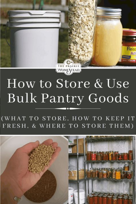 How to Store and Use Bulk Pantry Goods How To Store Dehydrated Food, Homesteaders Kitchen, Homesteading Kitchen, Trad Life, Woods Living, Frugal Kitchen, The Prairie Homestead, Homesteading Life, Best Survival Food