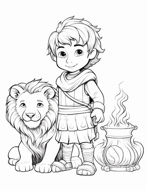 Daniel And The Lions Den Coloring Page, Daniel In The Lion's Den, Daniel And The Lions, Lion's Den, Afro Style, Bible Games, Kids Ministry, Bible Story, Lion Of Judah