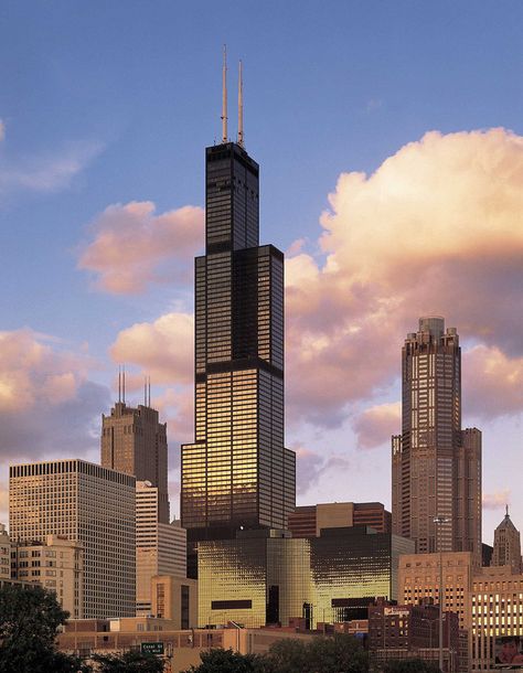 Gallery of AD Classics: Willis Tower (Sears Tower) / SOM - 1 Sears Tower Chicago, Willis Tower Chicago, Skydeck Chicago, Shanghai Tower, Moving To Chicago, Sears Tower, Khalifa Dubai, Tokyo Skytree, One World Trade Center