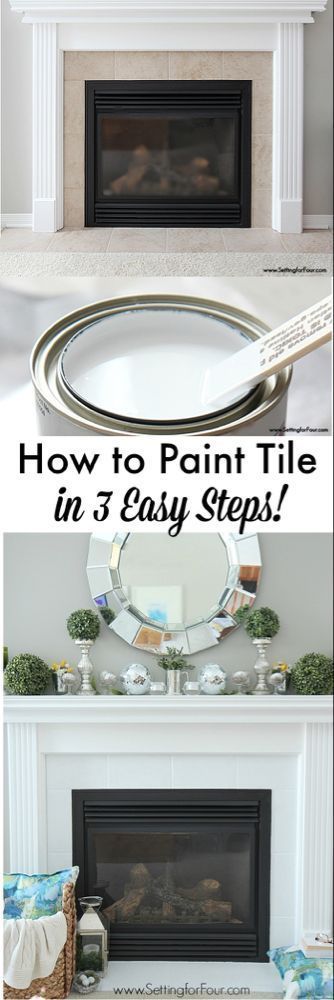 Paint Fireplace Tile, Easy Fireplace, Fireplace Paint, Paint Makeover, Paint Tile, Diy Fireplace Makeover, Fireplace Update, Tile Fireplace, Paint Fireplace