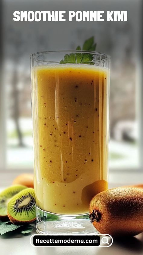 Vous cherchez une idée rapide et saine ? Ce smoothie pomme kiwi est fait pour vous ! Avec seulement quelques ingrédients frais, vous obtenez une boisson légère, nourrissante et idéale pour un style de vie équilibré. Ajoutez des glaçons pour un effet ultra frais. 🥝🍏✨ Kiwi, Smoothie, Nutrition