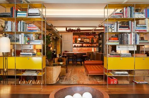 Why Drew McGukin’s Colorful Home Differs from Those of His Clients Jewel Box Living Room, Mirrored Drawers, Box Apartment, Hipster Interior, Greg Natale, Pallet Bookshelf, Folding Screen Room Divider, Lucian Freud, Bookshelf Plans