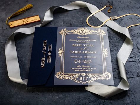 Gold Foil-printed Acrylic Wedding Invite Navy Blue Envelope - Etsy Navy Blue Envelope, Gold Wedding Invitations Elegant, Acrylic Wedding Invitation, Reception Invitation, Blue Envelope, Gold Foil Wedding Invitations, Reception Invitations, Acrylic Wedding Invitations, Blue Envelopes