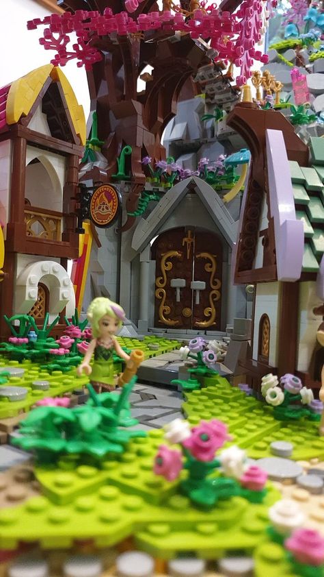 MOC: Elvendale and the Dragon Sanctuary (pic heavy) - LEGO Action and Adventure Themes - Eurobricks Forums Lego Elves Moc, Lego Elves Dragons, Goblin Village, Lego Elves Sets, Lego Fairy, Dragon Sanctuary, Lego Design Ideas, Lego Elves, Lego Village