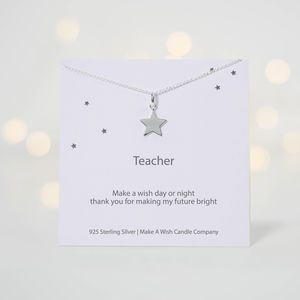 Make A Wish Necklace For Teacher - necklaces & pendants Mentor Teacher Gifts, Mentor Teacher, Teacher Mentor, Wish Necklace, Teachers Necklace, Housewarming Card, Memorial Cards, Thank You Teacher Gifts, Miss You Cards