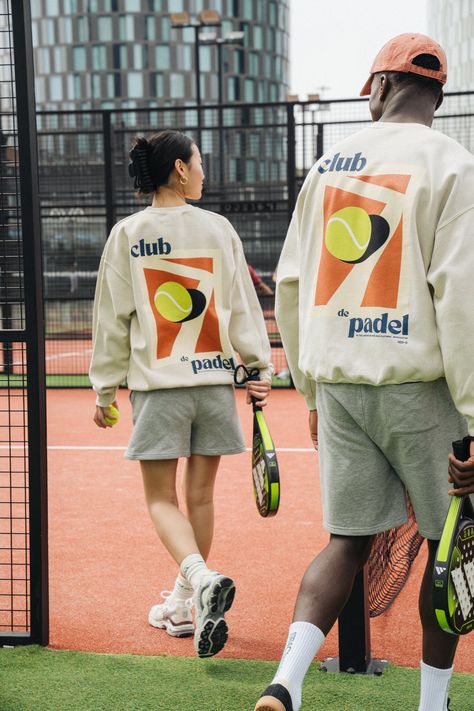 After the success of our launch collaboration with Club de Padel, bringing lifestyle clothing to the first ever padel club in Manchester. It has become a way of life. We follow it up with a Spring/Summer offering of shorts, new designs, vintage washes and more. Perfect for playing the sport or just general day to day wear. COLOUR: CREAM BRANDING: FRONT & BACK MULTI COLOUR SCREEN PRINT SIZING: RETRO BOXY RELAXED FIT. WIDER BODY AND SLEEVE FOR A FULL RETRO 80S FIT AND LOOK. MALE MODEL WEARS XL AT Club Lifestyle, Active Wear Design, Club Tshirts, Retro Product Design, Club Merch, Sweatshirt Product Photography, Tennis Merch, Sports Merch, Brand Collaboration Design