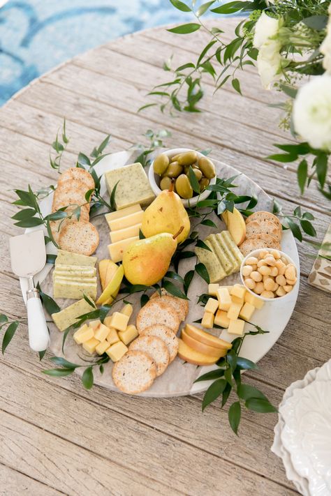 Pear & Cheese Board - Fashionable Hostess Beautiful Cheese Board, Fashionable Hostess, Charcuterie Inspiration, Charcuterie Cheese, Party Food Platters, Charcuterie And Cheese Board, Charcuterie Recipes, Green Olives, Wine Cheese