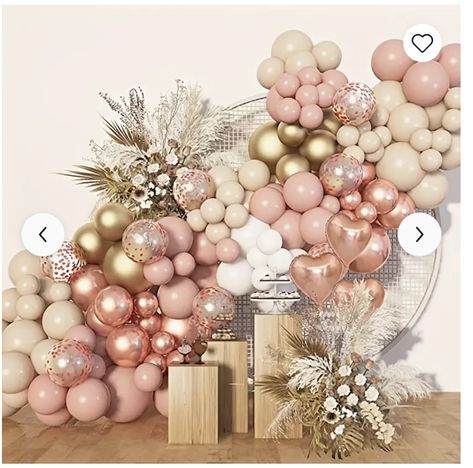 Blush Balloon Garland, Golden Birthday Parties, Blush Balloons, Rose Gold Confetti, Metallic Balloons, Garland Arch, Golden Birthday, Dusty Rose Pink, White Balloons