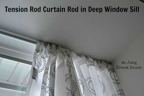 Uses for Tension Rods Bedroom Window Sill Decor, Tension Rod Ideas, Deep Window Sill, Tension Rod Curtains, Pottery Barn Desk, Diy Closet Storage, Bedroom Design Diy, Window Sill Decor, Diy Projects For The Home