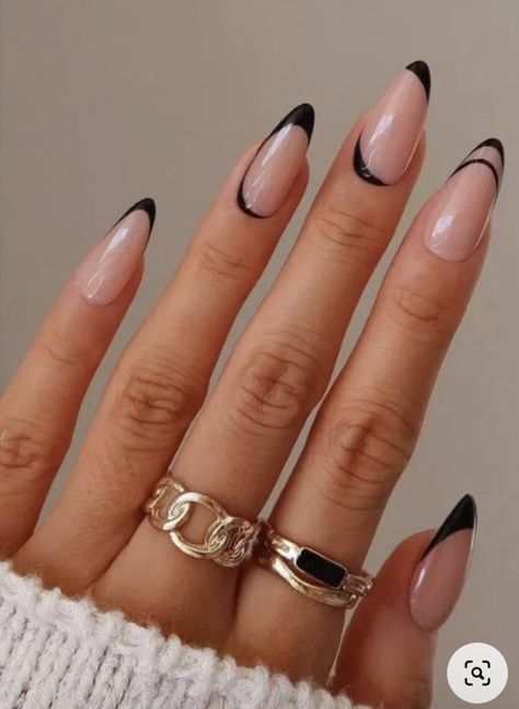 Black Chrome Nails, Black French Nails, Romantic Nails, Black Nail Designs, Nail Swag, Black Nail, Classy Nails, Nail Extensions, French Tip Nails