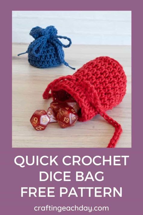 Crochet Dice Bag Pattern, Crochet Small Pouch, Dice Bag Pattern, Crochet Dice Bag, Crochet Dice, Small Bag Pattern, Crochet Small Bag, Small Crochet Gifts, Quick Crochet Gifts