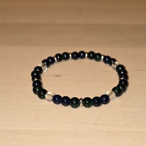 Dark Toned Bracelet #creative #journey #bead #making #blog #bracelet #blue #green #clear #silver #homemade #DIY Bead Making, Homemade Diy, Bracelet Blue, Blue Green, Bracelet, Beads, Green, Silver, Blue