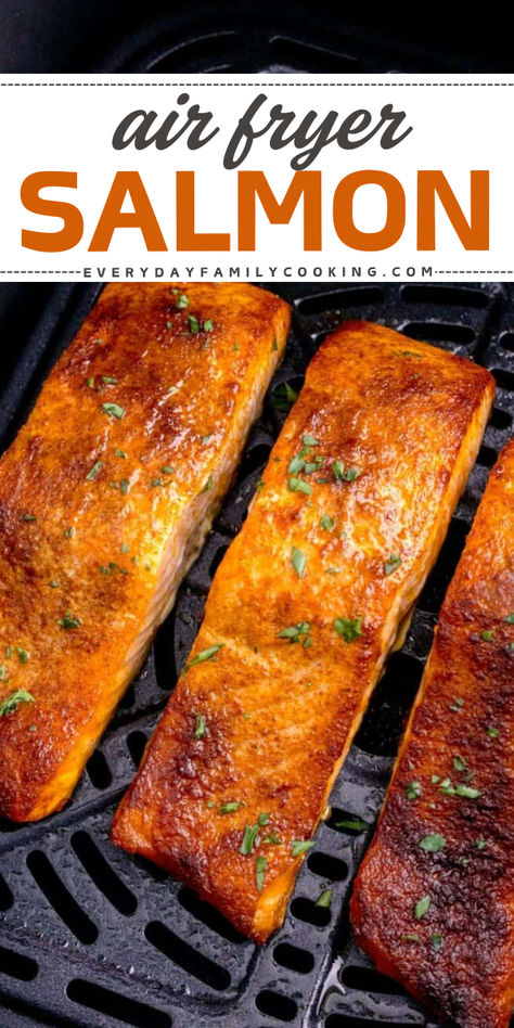 Air fryer salmon is a fresh, healthy dinner the whole family will love. It's perfection for crispy skin and flaky fish that’s absolutely irresistible! Salmon Air Fried, How Long To Air Fry Salmon, Cooking Fish In Air Fryer, Air Fryer Sockeye Salmon, Salmon Steaks In Air Fryer, Air Fryer Salmon Recipes Healthy, Teriyaki Salmon Air Fryer Recipes, Cook Salmon In Air Fryer, Airfryer Salmon Recipes