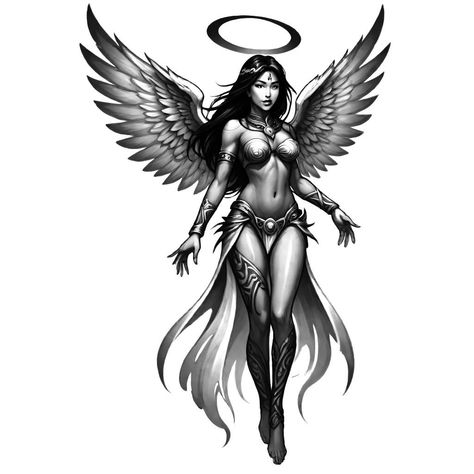 Lower Stomach, Angel Warrior, Woman Drawing, Angels And Demons, Tattoo Inspo, Trendy Nails, I Tattoo, Art Wallpaper, Tattoo Ideas