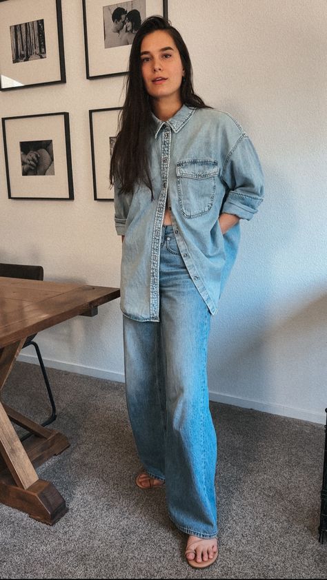 Women's Long Sleeve Oversized … curated on LTK French Summer Outfits, French Summer Style, Jeans Sandals, French Summer, Summer Fashion Outfits, Denim Shirt, Summer Style, Women Long Sleeve, Madewell