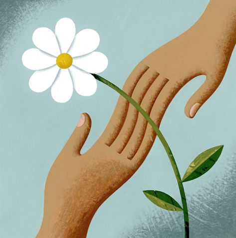 Compassion Illustration, Kindness Pictures, Compassion Art, Theme Board, Color Acrylic, Hand Pictures, Nature Posters, Color Painting, Paper Painting