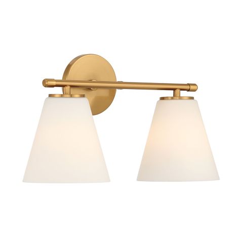 Open Box Carlisle 2-Light Vanity Wall Light - Brushed Brass With Opal Glass | Open Box | Wall Lights Indoor Lanterns, Vanity Wall Light, Window Candles, Wall Vanity, Flush Mount Lights, Vanity Lights, Hanging Ceiling Lights, Light Vanity, Brass Wall