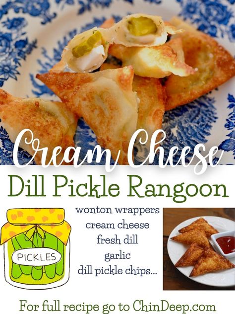 Cream Cheese Pickle Wontons, Dill Pickle Egg Rolls, Crazy Pickle Recipes, Pickle Wonton Wraps Air Fryer, Pickle Dessert Recipes, Dill Appetizer Recipes, Recipes That Use Pickles, Pickle Food Recipes, Recipes With Dill Pickles