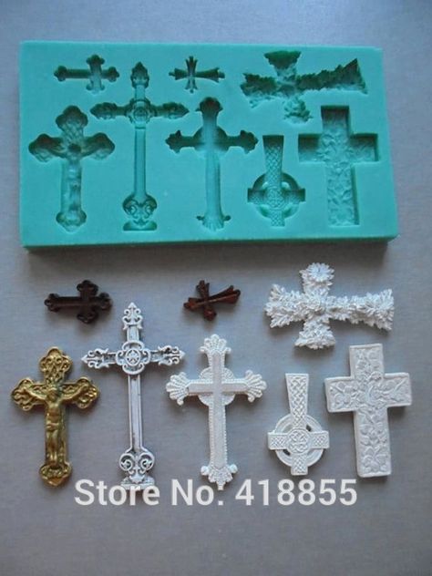 Christian Crosses, Fimo Molds, Cake Decorating Fondant, Frosting Flowers, Crafting Business, Staging Furniture, Catholic Crafts, Formy Silikonowe, Silicone Resin Molds