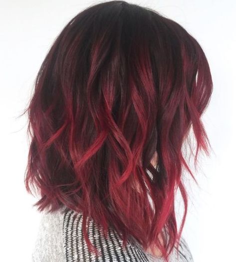 burgundy balayage on dark hair Burgundy Balayage, Black Cherry Hair, Balayage Short Hair, Red Balayage Hair, Balayage Short, Red Balayage, Short Red Hair, New Hair Trends, Latest Hair Color